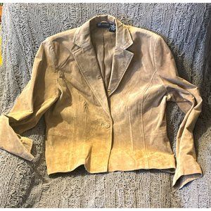 Tan Suede Leather Jacket Relativity Size XL Lightweight Single Button